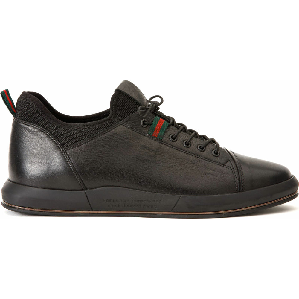 Vinci Leather The Hoxton Black Leather Sneaker (10397)