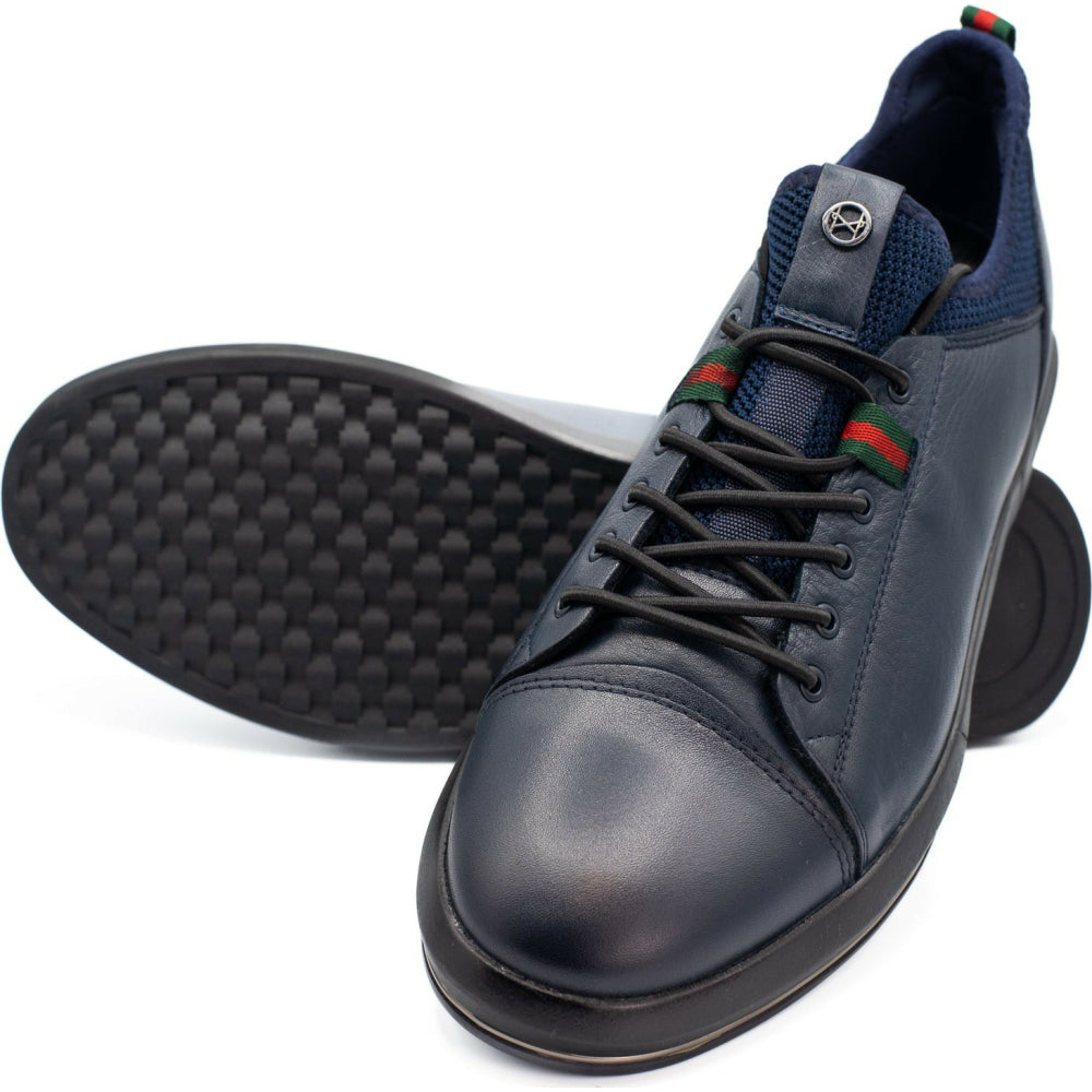 Vinci Leather The Hoxton Navy Leather Sneaker (10397)