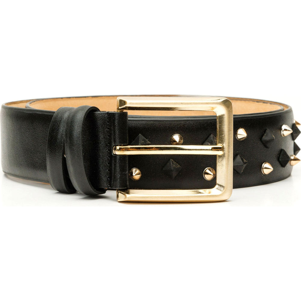 Vinci Leather The Infanta Black Spike Leather Belt