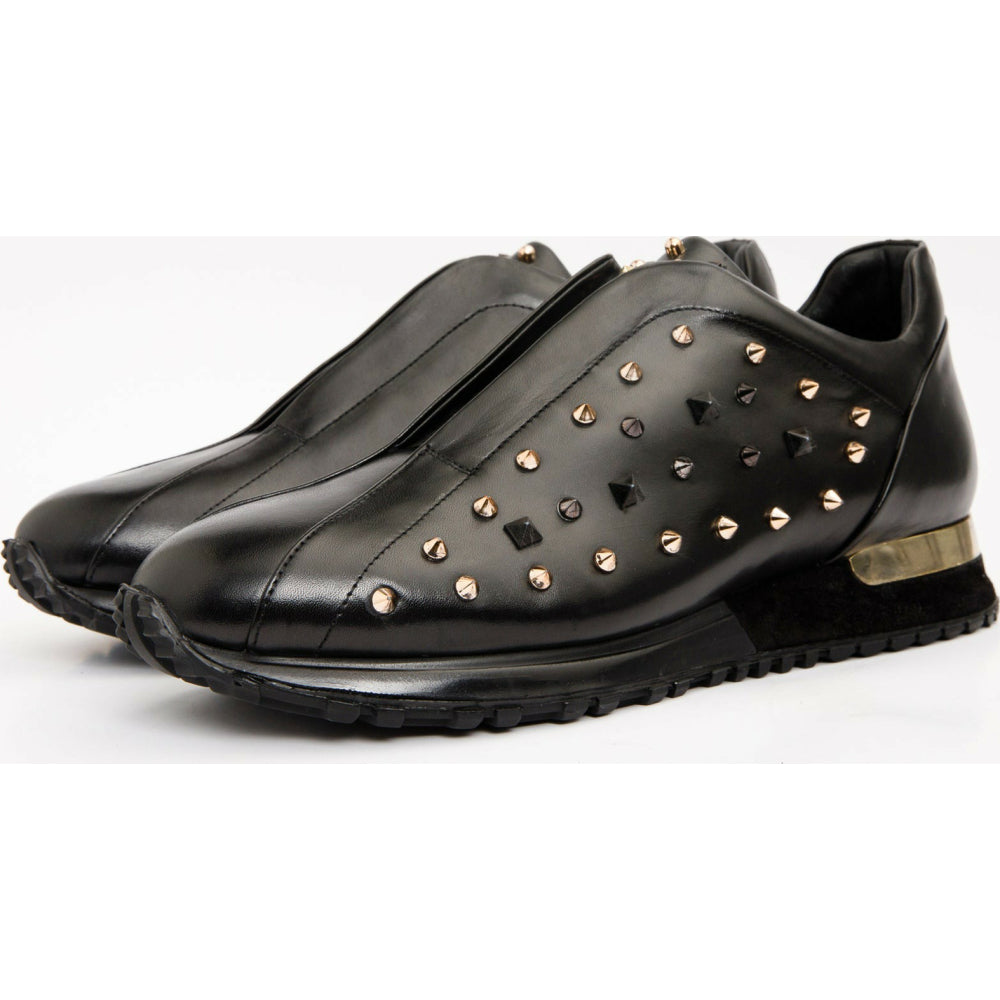 Vinci Leather The Infanta Black Spike Leather Sneaker Limited Edition For Men