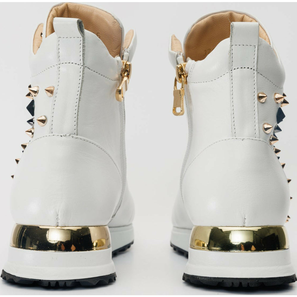 Vinci Leather The Infanta High-top White Spike Leather Sneaker Limited Edition For Men