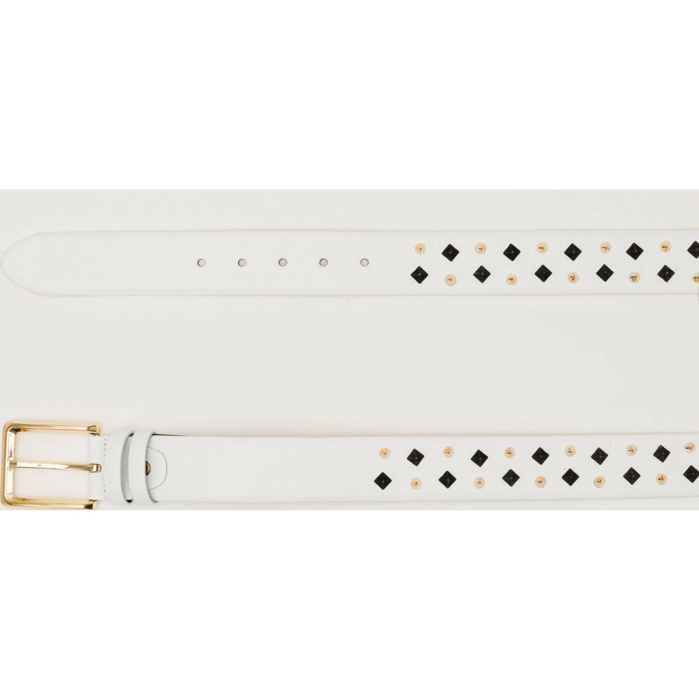 Vinci Leather The Infanta White Spike Leather Belt