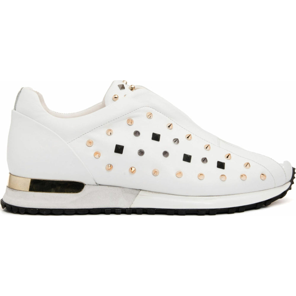 Vinci Leather The Infanta White Spike Leather Sneaker Limited Edition For Men