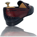 Vinci Leather The Istanbul Black / Burgundy Leather Tassel Loafer Shoe