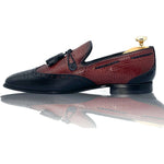 Vinci Leather The Istanbul Black / Burgundy Leather Tassel Loafer Shoe