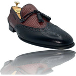 Vinci Leather The Istanbul Black / Burgundy Leather Tassel Loafer Shoe