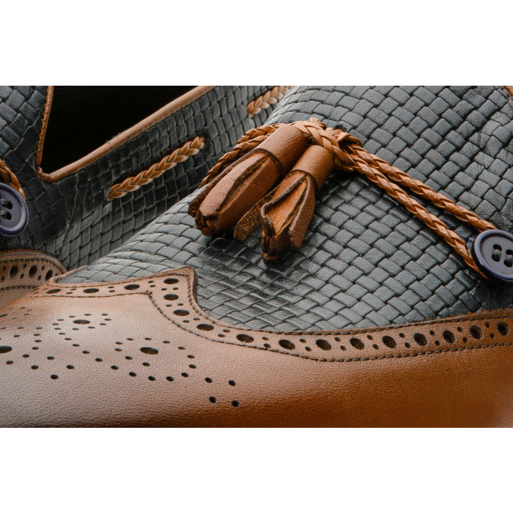 Vinci Leather The Istanbul Brown / Navy Leather Tassel Loafer Shoe