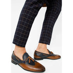 Vinci Leather The Istanbul Brown / Navy Leather Tassel Loafer Shoe