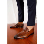 Vinci Leather The Johannesburg Brown Leather Dress Loafer Shoe (10667)