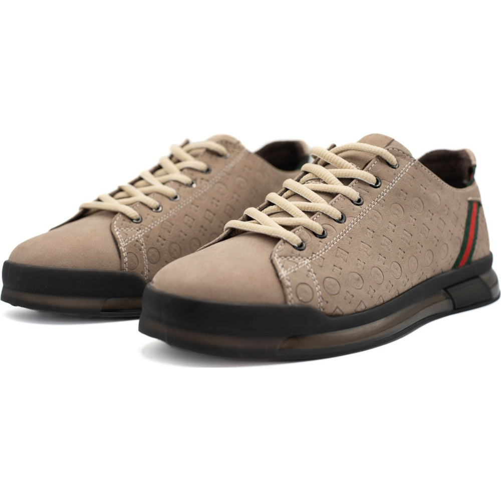 Vinci Leather The Journey Beige Leather Sneaker (17276)