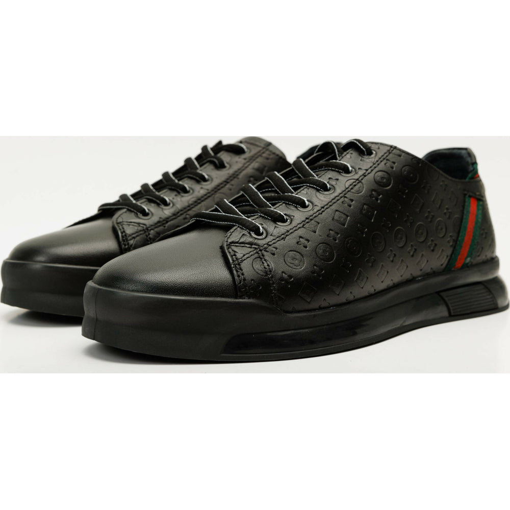 Vinci Leather The Journey Black Leather Sneaker (17276)