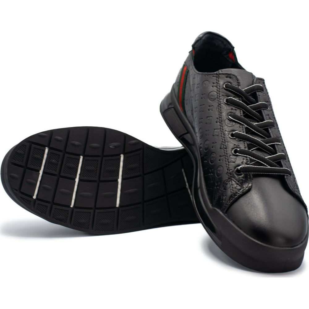 Vinci Leather The Journey Black Leather Sneaker (17276)