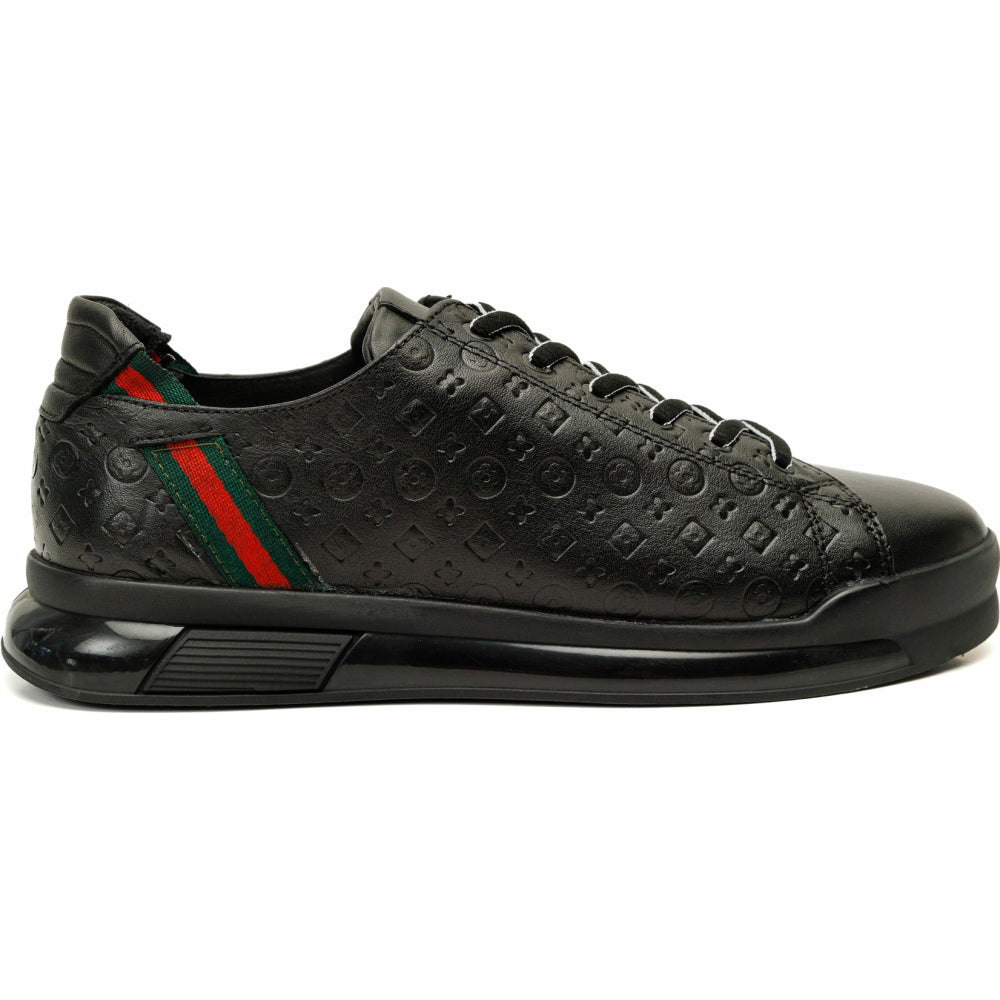 Vinci Leather The Journey Black Leather Sneaker (17276)