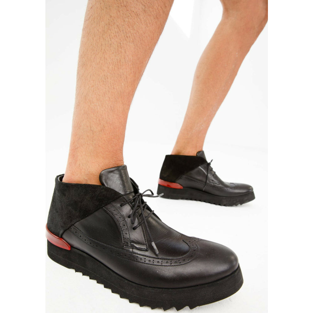 Vinci Leather The Kagan Black Wingtip Chukka Sneaker Boot (3836.58)