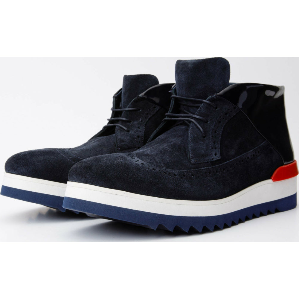 Vinci Leather The Kagan Navy Wingtip Chukka Sneaker Boot (3836.58)