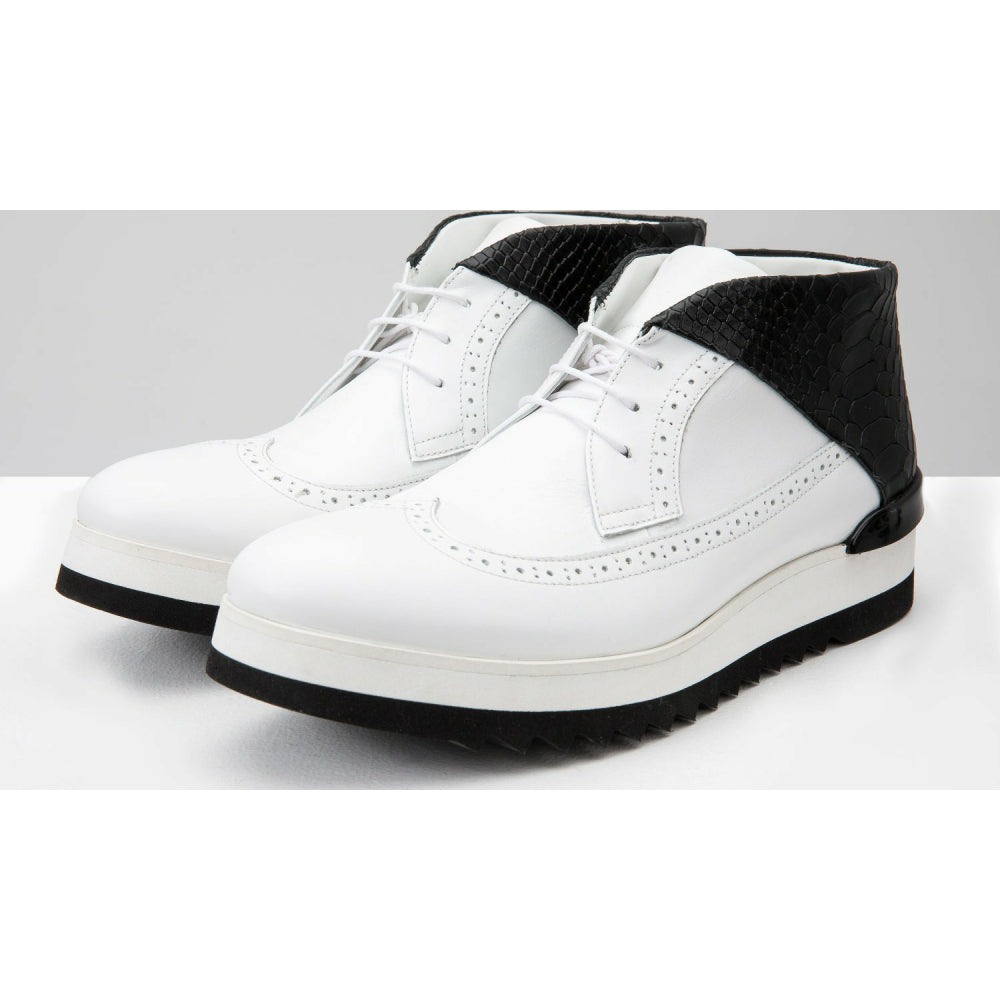 Vinci Leather The Kagan White Wingtip Chukka Sneaker Boot (3836.58)