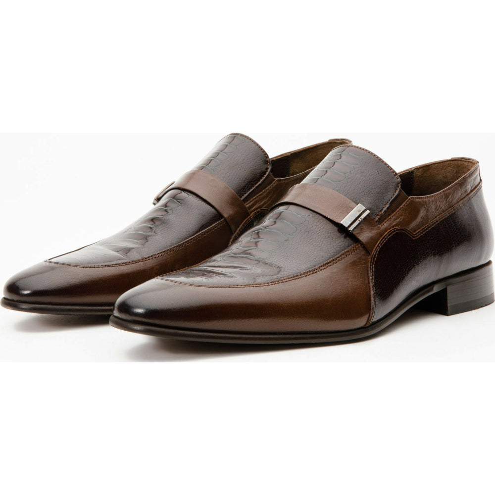 Vinci Leather The Kazablanka Brown Leather Bit Loafer Shoe (10658)