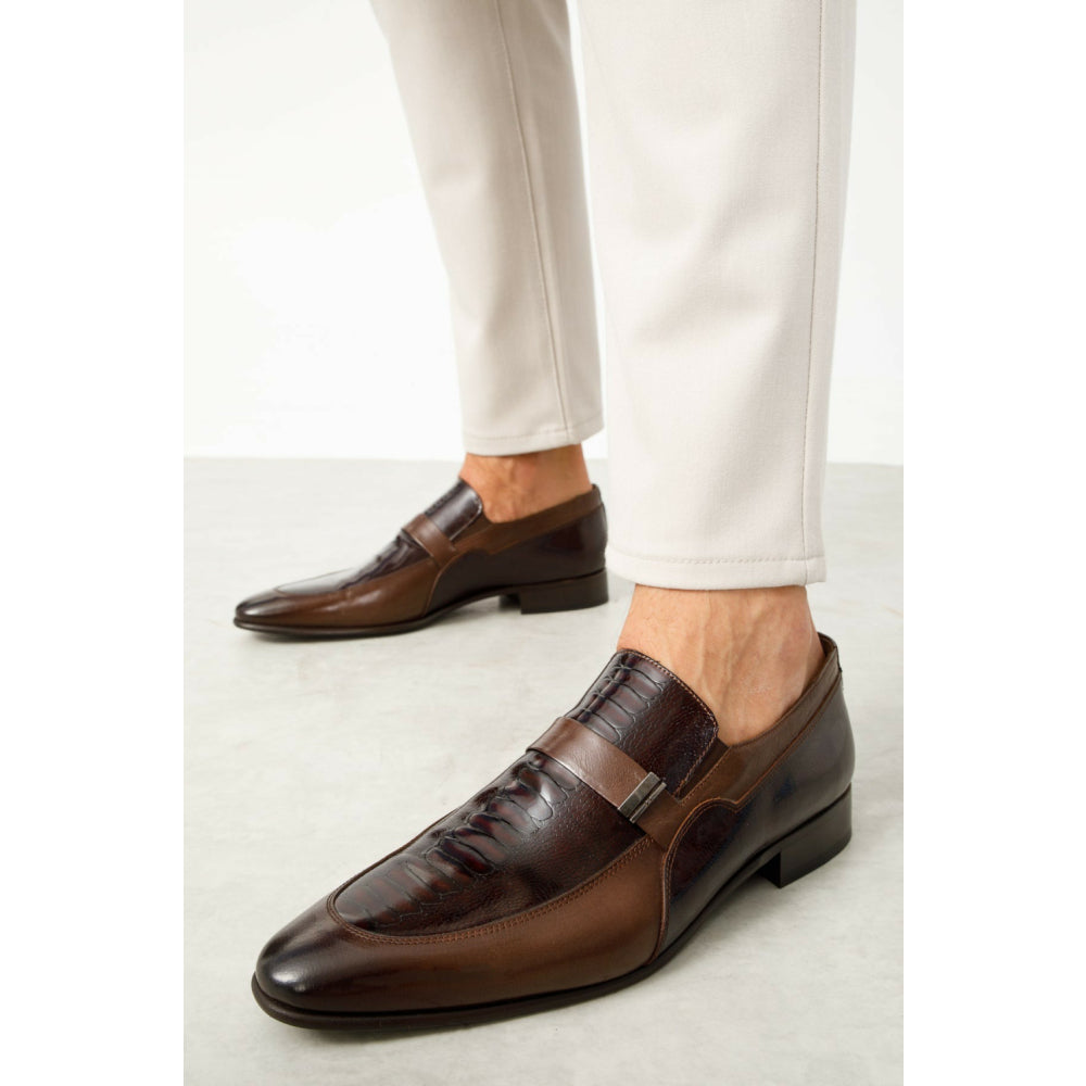 Vinci Leather The Kazablanka Brown Leather Bit Loafer Shoe (10658)