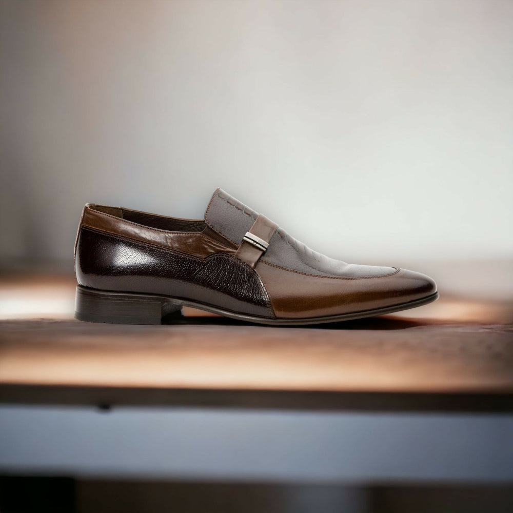 Vinci Leather The Kazablanka Brown Leather Bit Loafer Shoe (10658)