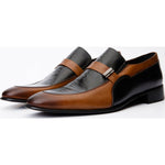 Vinci Leather The Kazablanka Brown / Navy Leather Bit Loafer Shoe (10658)
