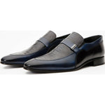 Vinci Leather The Kazablanka Navy Leather Bit Loafer Shoe (10658)