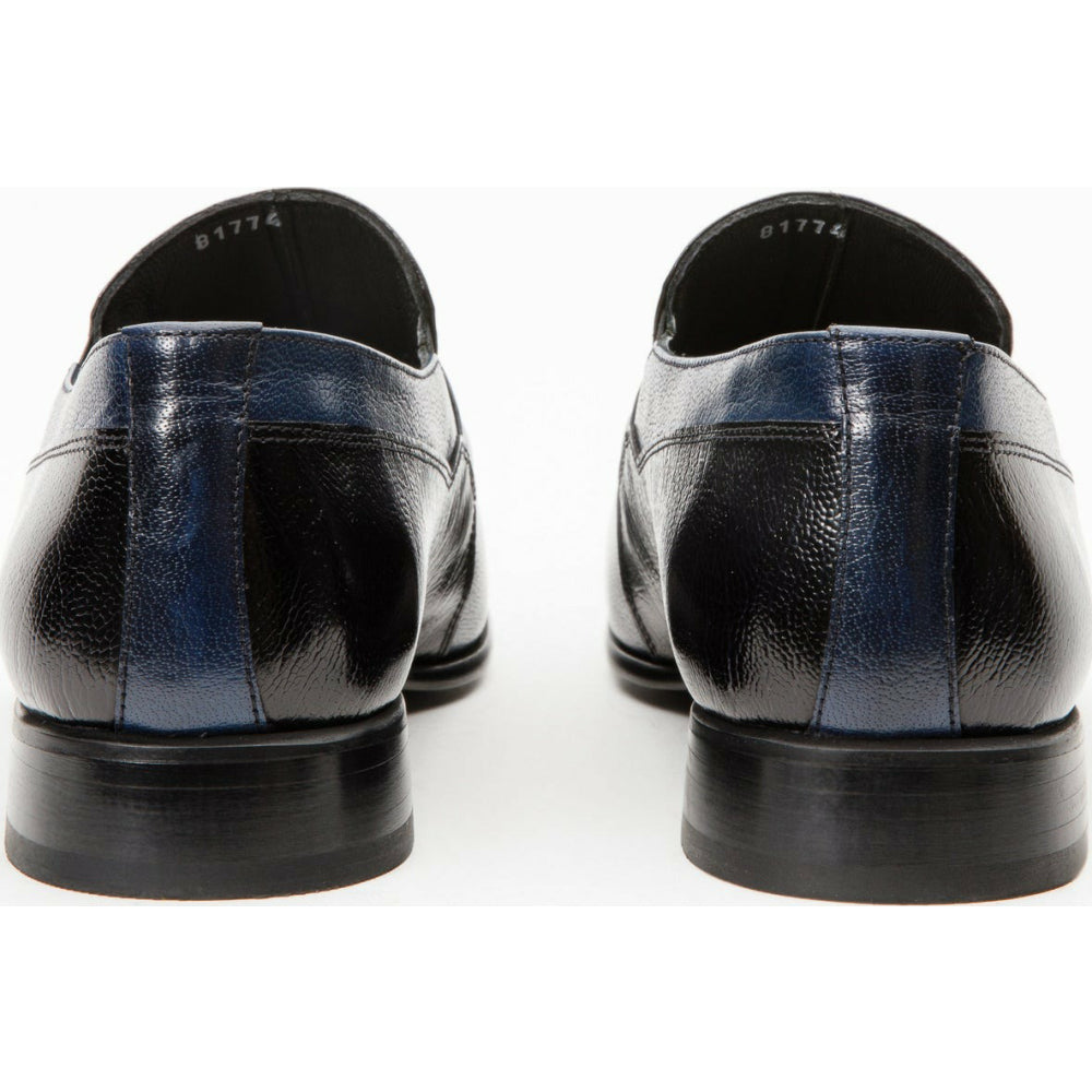 Vinci Leather The Kazablanka Navy Leather Bit Loafer Shoe (10658)