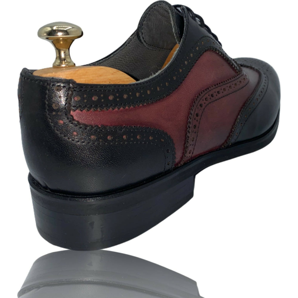 Vinci Leather The La Chapelle Black / Burgundy Wingtip Shoe