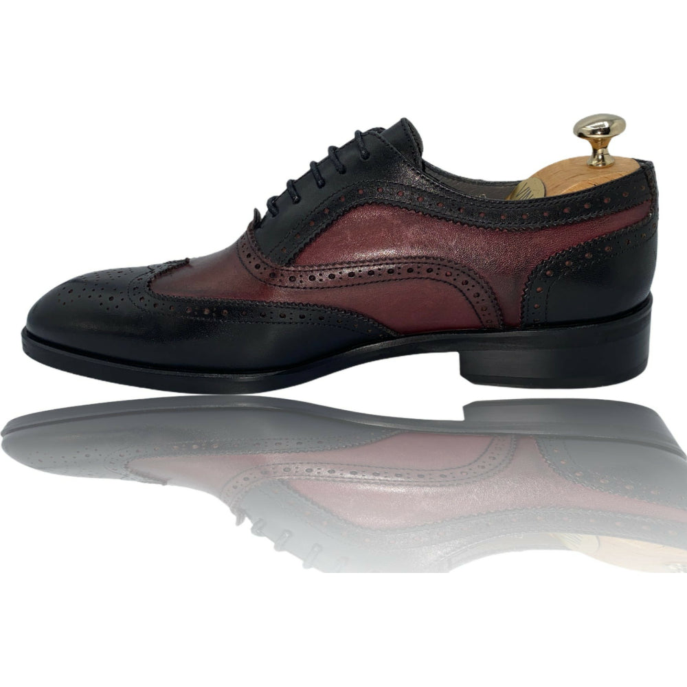 Vinci Leather The La Chapelle Black / Burgundy Wingtip Shoe