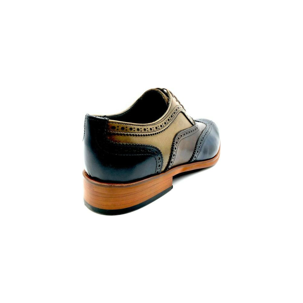 Vinci Leather The La Chapelle Blue / Beige Wingtip Shoe
