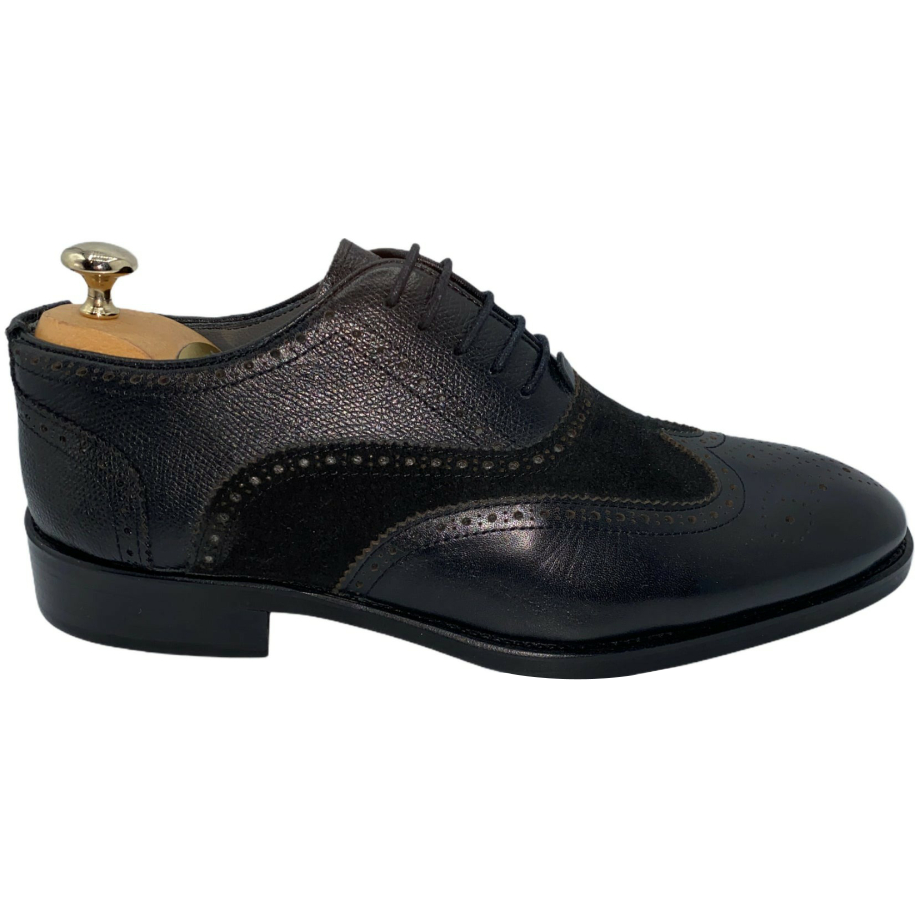 Vinci Leather The La Vallee Black Wingtip Shoe