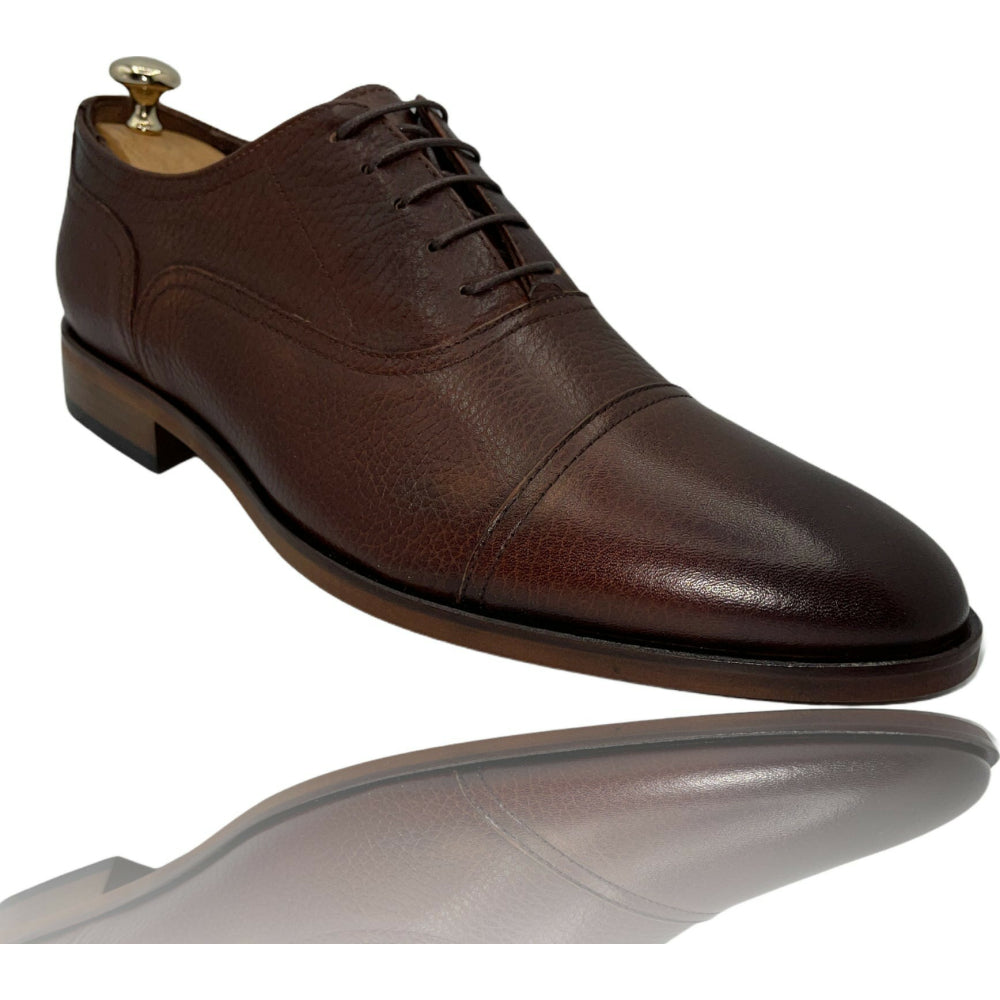 Vinci Leather The Largo Brown Leather Cap Toe Oxford Shoe (13047)
