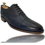 Vinci Leather The Largo Dark Blue Leather Cap Toe Oxford Shoe (13047)