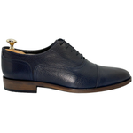 Vinci Leather The Largo Dark Blue Leather Cap Toe Oxford Shoe (13047)