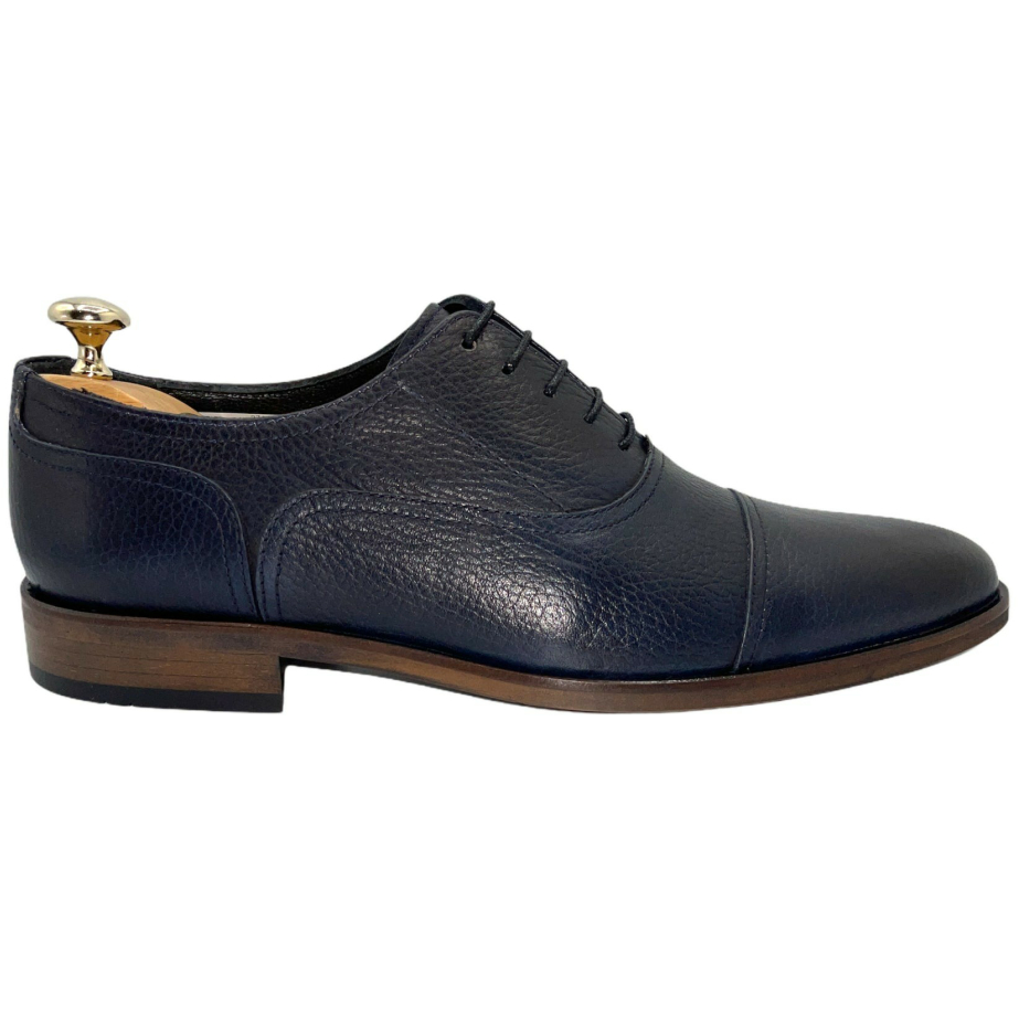 Vinci Leather The Largo Dark Blue Leather Cap Toe Oxford Shoe (13047)