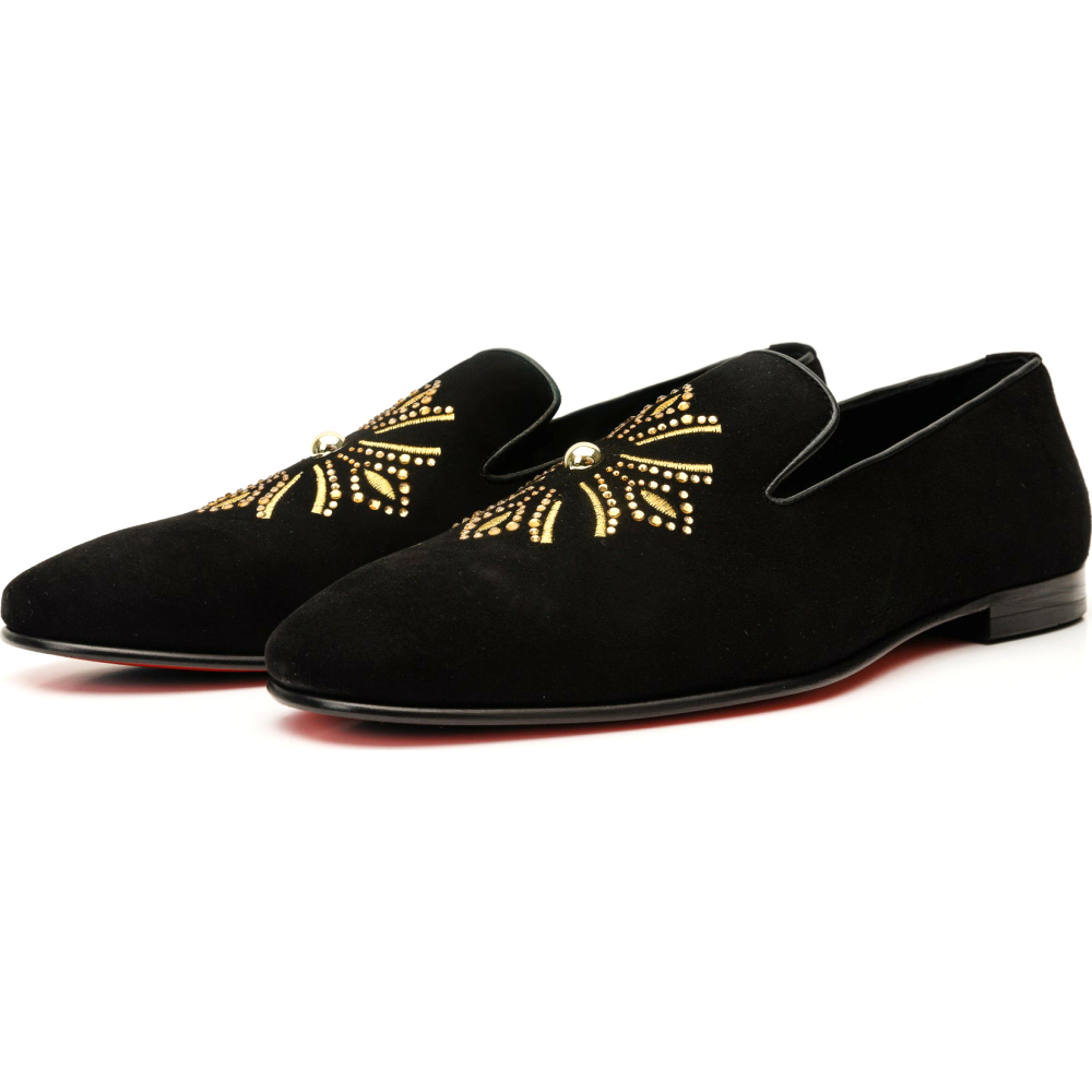 Vinci Leather The Lazio Shoe Black Suede Slip-on Loafer (9057)