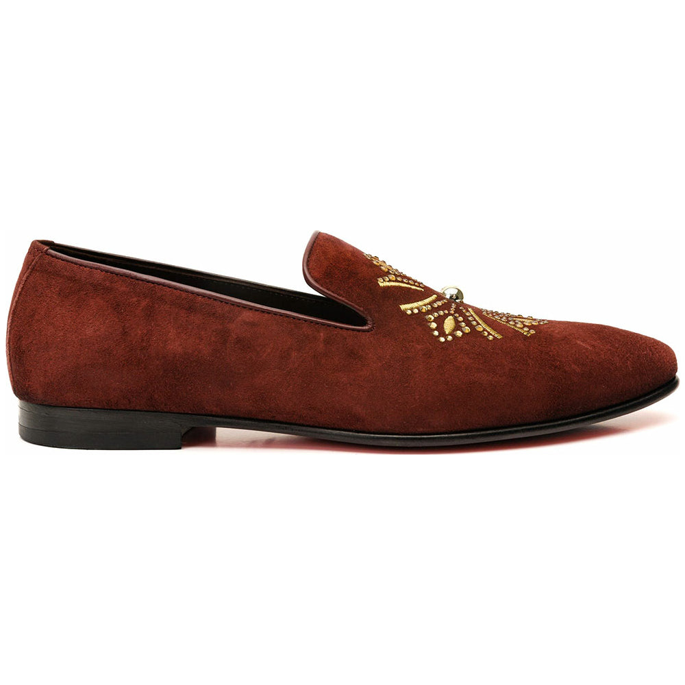 Vinci Leather The Lazio Shoe Burgundy Suede Slip-on Loafer (9057)