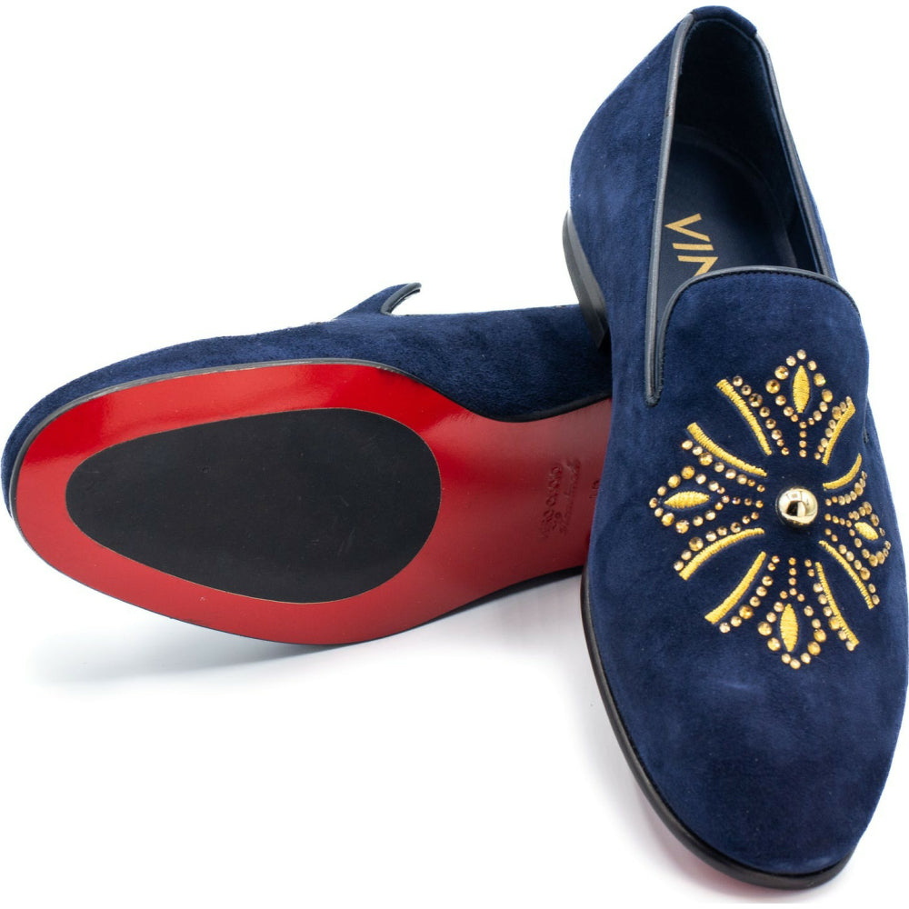 Vinci Leather The Lazio Shoe Navy Suede Slip-on Loafer (9057)