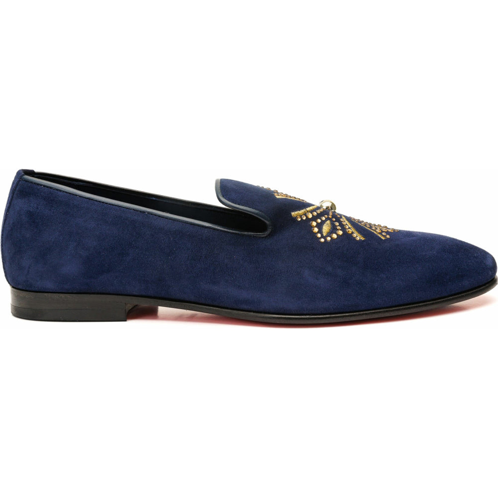 Vinci Leather The Lazio Shoe Navy Suede Slip-on Loafer (9057)