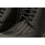 Vinci Leather The Loddon Black Leather Wingtip Brogue Handwoven Lace-up Boot With A Zipper (14553)