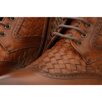 Vinci Leather The Loddon Brown Leather Wingtip Brogue Handwoven Lace-up Boot With A Zipper (14553)