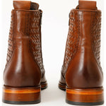 Vinci Leather The Loddon Brown Leather Wingtip Brogue Handwoven Lace-up Boot With A Zipper (14553)
