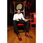 Vinci Leather The Loddon Brown Leather Wingtip Brogue Handwoven Lace-up Boot With A Zipper (14553)