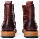 Vinci Leather The Loddon Burgundy Leather Wingtip Brogue Handwoven Lace-up Boot With A Zipper (14553)