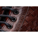 Vinci Leather The Loddon Burgundy Leather Wingtip Brogue Handwoven Lace-up Boot With A Zipper (14553)