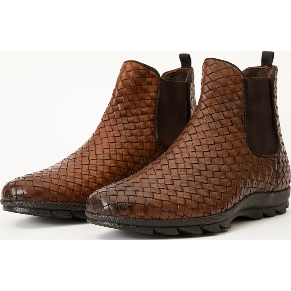 Vinci Leather The Luxpre Brown Leather Handwoven Casual Chelsea Boot (14492)