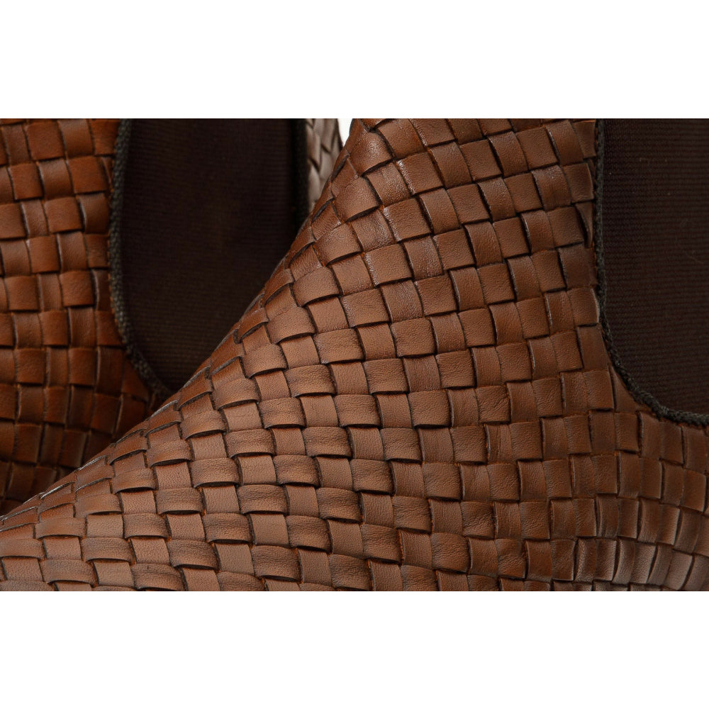Vinci Leather The Luxpre Brown Leather Handwoven Casual Chelsea Boot (14492)