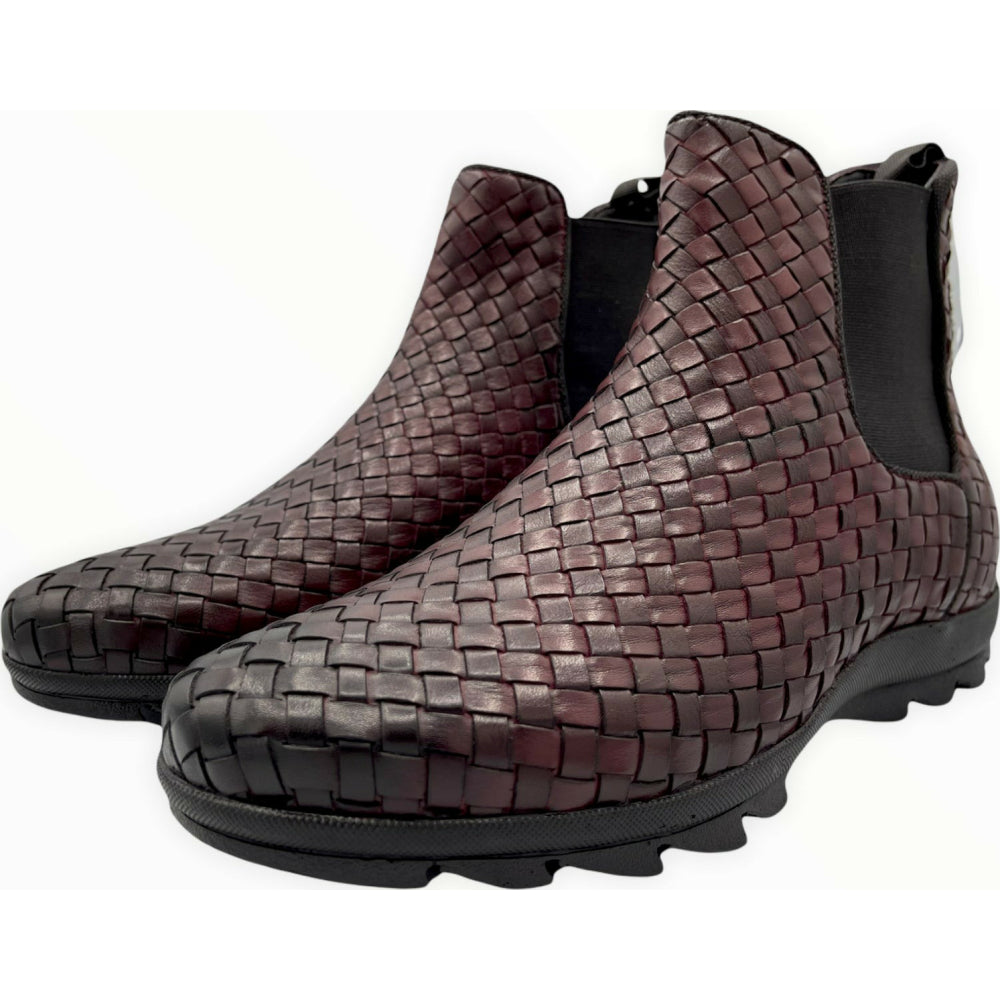 Vinci Leather The Luxpre Burgundy Leather Handwoven Casual Chelsea Boot (14492)