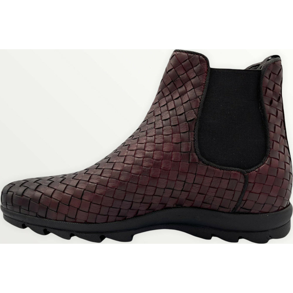 Vinci Leather The Luxpre Burgundy Leather Handwoven Casual Chelsea Boot (14492)