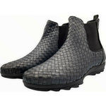 Vinci Leather The Luxpre Grey Leather Handwoven Casual Chelsea Boot (14492)