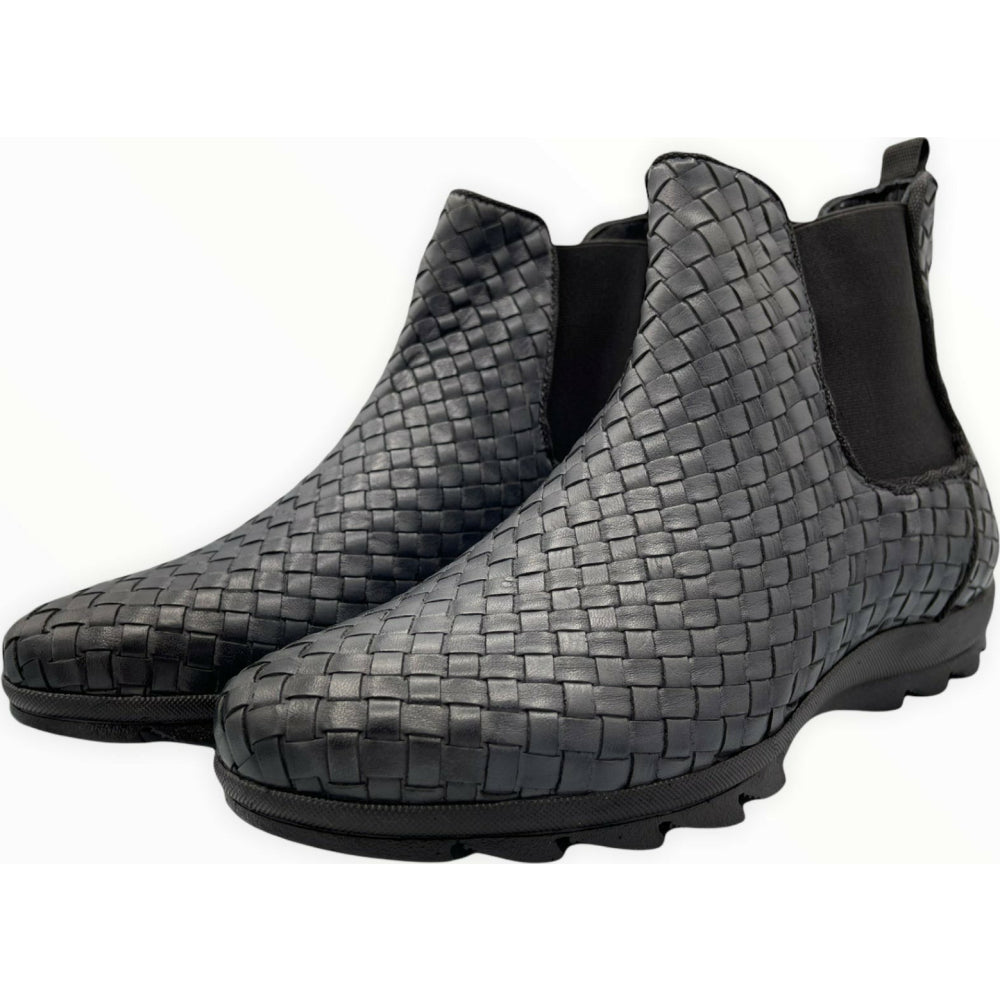 Vinci Leather The Luxpre Grey Leather Handwoven Casual Chelsea Boot (14492)